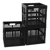 Aninhao 18 Quart Square Folding Milk Crate, 3 Pack Black