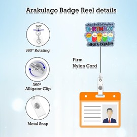 Arakulago What a Beautiful Day for a Birthday Labor & Delivery Badge Reel Retractable NICU L&D Funny Medical Assistant Nursing Badge Holder with ID Clip Accessories Acrylic Name Badge Clip CNA RN
