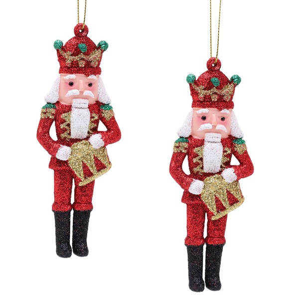 Toyland® Pack of 2 - 13cm Glittery Nutcracker Baubles -