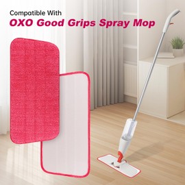 Mop Replacement Pads Compatible with OXO Good Grips Spray Mop,Mircofiber Pad Refills for Floor Wet Dry Cleaning,Reusable Mopping Pad Replacement (2 Pack)