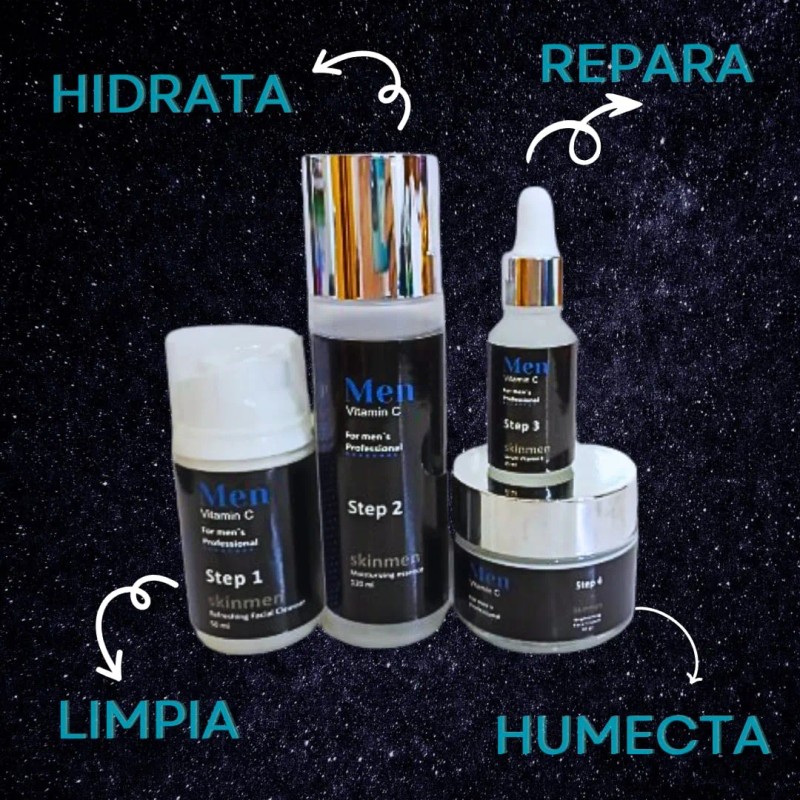 Set Limpiador Tónico Serum Crema Vitamina Hombre