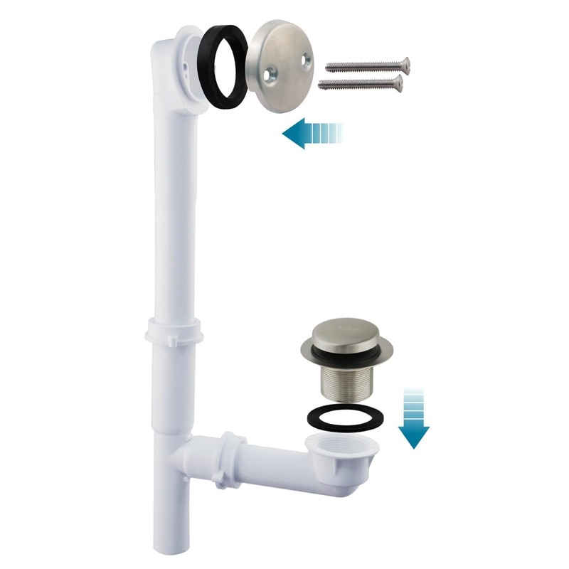 Tubular Bath Tub Drain Kit 1-1/2" with Brushed Tip-Toe Bathtub