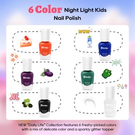 Aieenjor Quick Dry Kids Nail Polish, Non-Toxic Toddler Nail Polish, Water-Based Peelable Fingernail Polish for Kid, 6 Color Kids Safe Polish for Toddlers 3-5