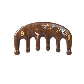 TAN MUJIANG Palm-Sized Wood Comb Worry-free | Bamboo & Crane Design | Anti-Static & Volumizing | Compact Massager