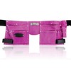 SPARES2GO Gardening Tool Belt Pink Double Leather 11 Pouch Purple
