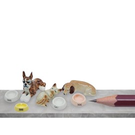 WitnyStore Dia ½ Tiny Dog White Tray for Food Miniature Ceramic Bowl Pet Feeding Bowl Figure Animal White Clay Figurine Handmade Decor Collectible