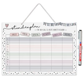 younikat Timetable Wipe Clean for Hanging I Confetti I Includes Pen Rewritable I Primary School Boys Girls I dv972