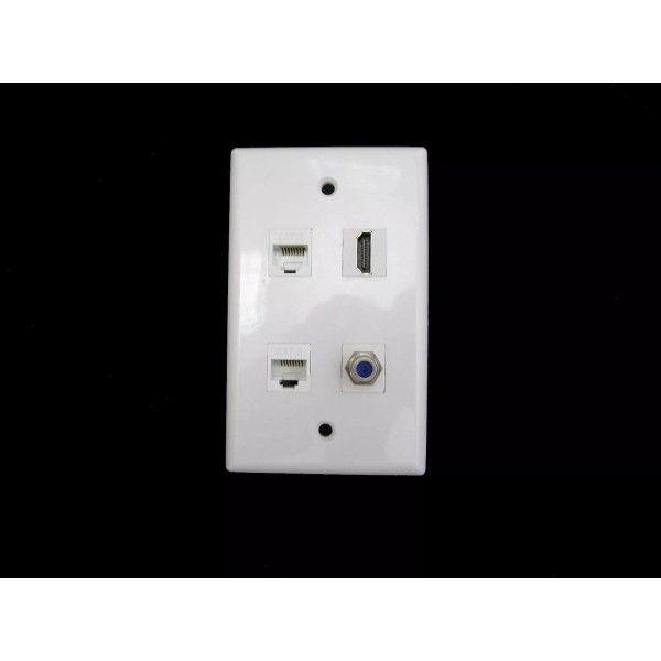 Unbradned 1-Gang HDMI 4K 2 CAT6 RJ45 Ethernet F 3GHz