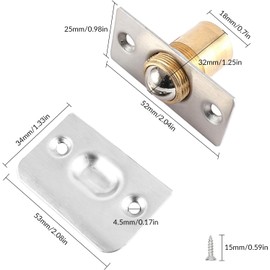 YSDMY Pack of 2 Door Ball Catch with Screws Door Ball Catch Stainless Steel Cabinet Door Ball Catch Cabinet Door Ball Lock Silver for Households, Kitchens, Cupboards, Drawers, Cupboards, Bookshelves
