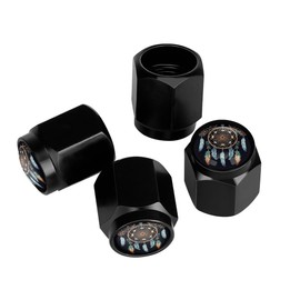 Muishi Colorful Feathers Tire Valve Stem Caps, Aluminum Black Stem Tire Valve Caps Universal Stem Covers for Cars, SUVs, Trucks, Bikes, Motorcycles, Bicycles (4 Pack)