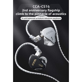 CCA CS16 in-Ear Monitors, 16BA Reference HiFi Stereo IEM Wired Earphones/Earbuds/Headphones with Detachable Cable 2Pin for Musician Audiophile (with Mic, Black)