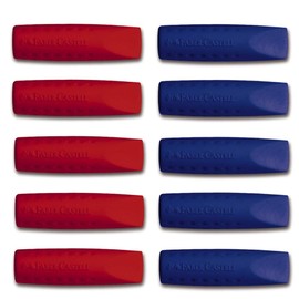 Faber-Castell Grip 2001 Eraser Rubber Pencil Cap in colours - Pack of 10 (5 Red & 5 Blue)