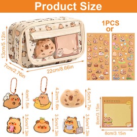 Capybara Pencil Case, Capybara Stationery Set, Multi-Layer Pencil Case with Large Capacity, Cute Stationery Gift Set for Children