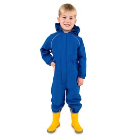 JAN & JUL Toddler Rain Suit for Kids, Coverall for Girls Boys (Puddle-Dry: Blue, Size: 3 Years)