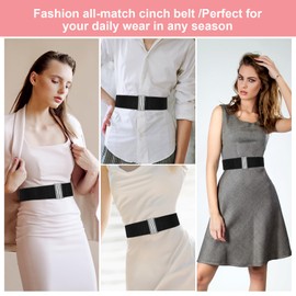 Andibro Wide Elastic Belt for Women, Stretch Waist Belt Ladies Dress Buckle Belt Vintage Cinch Belt Adjustable Waistband, Black + silver buckle