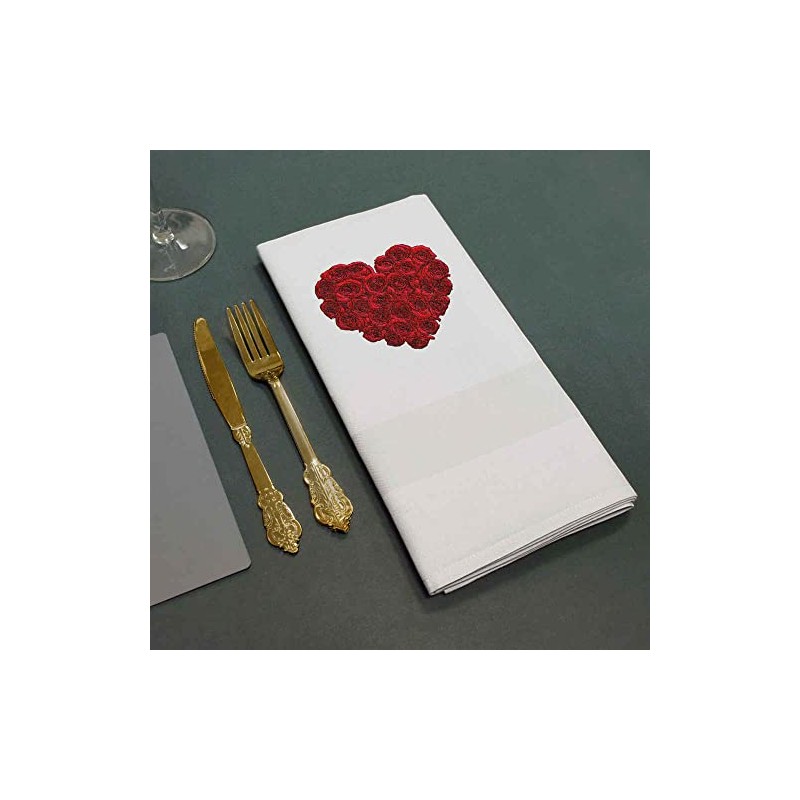 'Red Rose Heart' Cotton Napkin/Dinner Cloth (NK00023073)