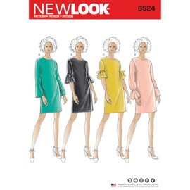 New Look Pattern 6524 Women’s Dress with Sleeve Variations, Paper, White, 22 x 15 x 1 cm
