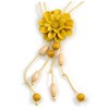 Avalaya Yellow Leather Daisy Pendant with Long Cotton Cord -