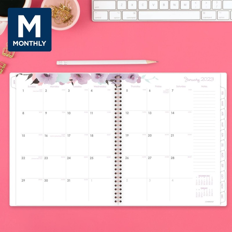 Cambridge Agenda semanal y mensual 2023, 8-1/2 x 11 pulgadas,