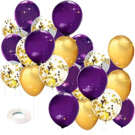 Graduation Decorations Purple Gold 2024/Purple Gold Balloons for Birthday Party Decorations for Women/Eid Mubarak Decorations Purple Gold Graduation Party Decorations NYU/Wedding