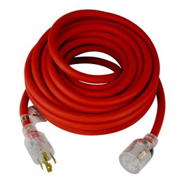 TEMCo 40 ft L14-30 - 30Amp Extreme Cold Weather Generator Extension Power Cord w/Lighted Plugs SJEOW Insulation Remains Flexible to -58F(-50C) 10 Gauge 4 Prong 125/250V 7500W UL Listed 1 YearWarranty