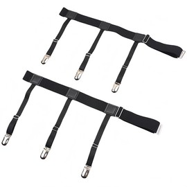 YOUNGBAO 1 Pair Shirt Stays for Men,Black Shirt Garters with Locking Non-Slip Clips,Elastic Adjustable Shirts Holders (Type A)