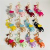 QTMY Cute Leather Elephant Keychain Keyring for Women,Purse Bag Charms