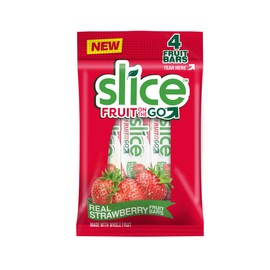 SLICE Fruit Bars, Strawberry, Vegan, Bulk Pack, Gluten-Free, Fat-Free, Natural Flavors & Colors, Perfect On-The-Go Snack, 12 packs of 4 0.35 Ounce Bars (48 Total)