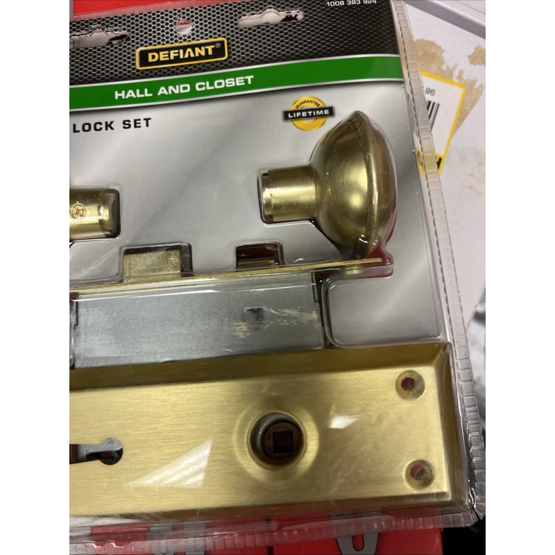 DEFIANT Hall & Closet Mortise Lock Set Satin Brass Finish