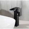 Black Bathroom Vessel Faucet Led Light 3 Color Changing Waterfall