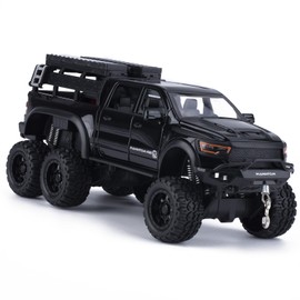FRJV Pickup Truck Toy 1/24 Diecast Trucks Mammoth Model Car Kits,Metal Toy Truck Suitable for Kids and Car Collection,Pull Back Cars with Light and Sound,Trucks for Kids Ages 4-8（Black）