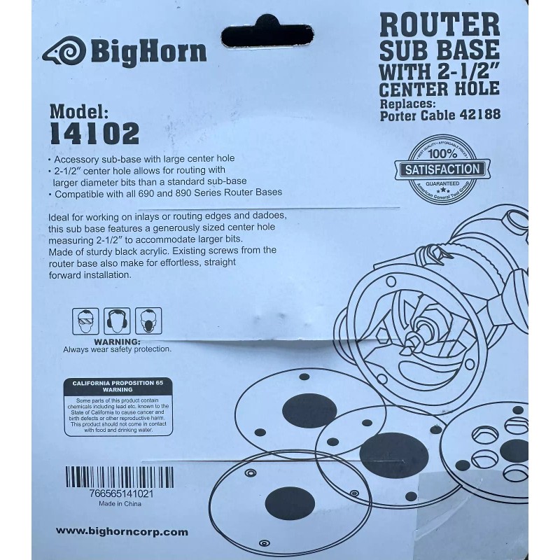 PORTER-CABLE sub base 2 1/2 center hole for porter cable