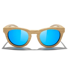 MERRY'S Polarized Full Frame Wooden Coated Floating Sunglasses Mens/Womens vintage Eyewear S5268 (Blue, 48)