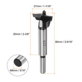 HARFINGTON Forstner Drill Bit 27mm (1-1/16") Tungsten Carbide Wood Forstner Bit Opener Cutter for Hinge Hole Drilling Woodworking, Black