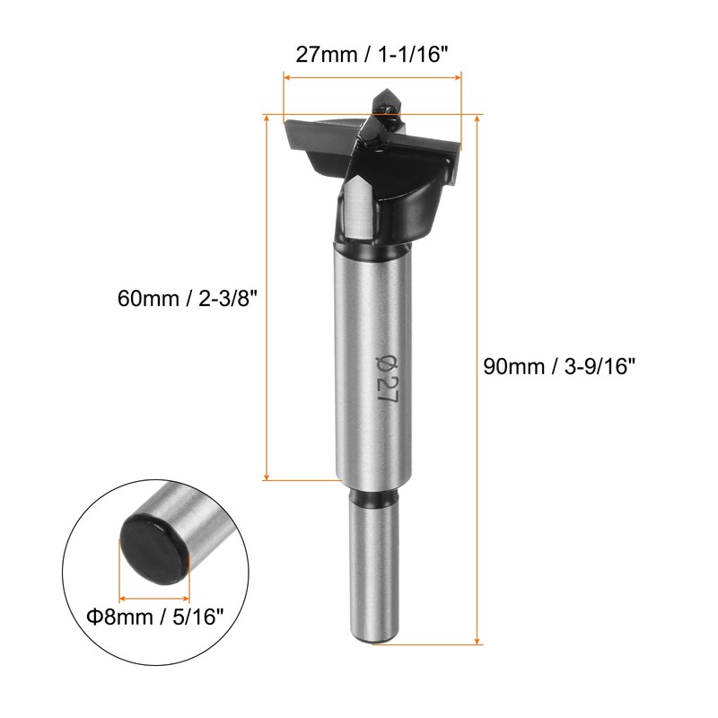 HARFINGTON Forstner Drill Bit 27mm (1-1/16") Tungsten Carbide Wood Forstner