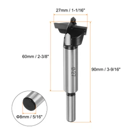 HARFINGTON Forstner Drill Bit 27mm (1-1/16") Tungsten Carbide Wood Forstner Bit Opener Cutter for Hinge Hole Drilling Woodworking, Black