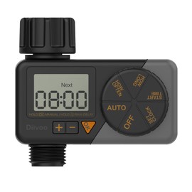 Water Sprinkler Timer, Diivoo Irrigation Hose Timer with Weekly and Daily Frequency Irrigation, Rain Delay and Manual Watering for Lawns and Gardens (Grey)