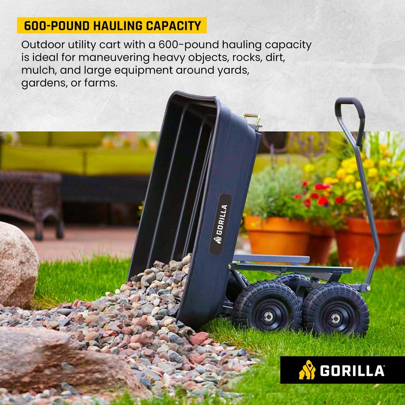 Gorilla Carts Heavy Duty Poly Utility Dump Wagon Garden Cart