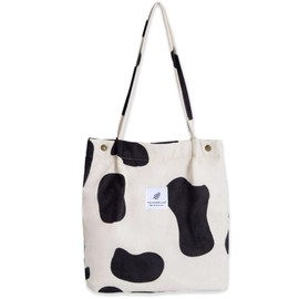 Bikasun Large Shoulder Bag Women's Cord Shoulder Bag Beach Bag Cord Bag Crossbody Bag Shopper Tote Bag Shopping Bag Handbag Shopper for Work Shopping School White and Black