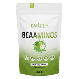 BCAA Powder Green Apple - Amino Acids Complex High Dose - BCAAs Instant Powder Vegan - BCAAminos Supplement - Green Apple Flavour 300 g - Amino Acid Preparation