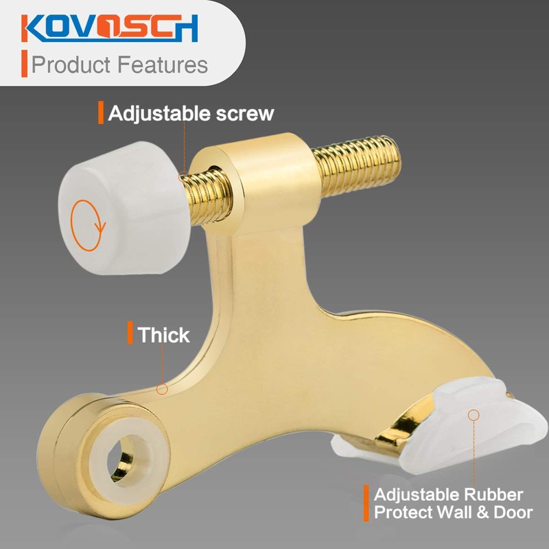 KOVOSCH 16 Pack Hinge Pin Door Stopper Bright Brass -