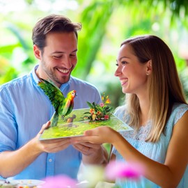 3D Pop Up Sympathy Card for Women and Men - Flowers and Parrot Design with Envelope and Separate Blank Note Cards to Think of You, Encouragement, Condolences