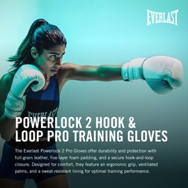 Everlast Powerlock 2 Hook & Loop Boxing Gloves | Fight Training Gloves | Hook and Loop with Durable Hand & Wrist Support | Heavy Bag & Fitness Training (White, 12 oz)