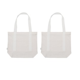 Augbunny Heavy Duty 100% Cotton Canvas Zipper Beach Shoulder Grocery Tote Bag With Outer Pocket 2-pack