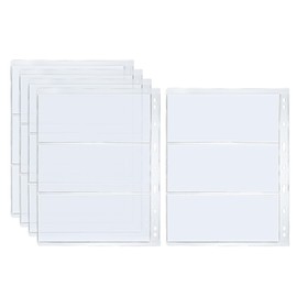 PATIKIL 3 Pockets Currency Collecting Pages, 5 Sheets Paper Money Pages Sleeves with 9 Hole Currency Holder for Album Bill, Clear