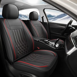 FaiFani Car Seat Covers Full Set, Faux Leather Seat Covers, Car Seat Protectors Waterproof Anti-Slip, Truck Seat Covers Fit for F150 F250 F350 F450 Ram 1500 2500 3500 Tundra, BlackRed