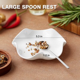 Spoon Rest for Stove Top, 5.3 Inch Ceramic Spoon Holder for Kitchen Counter, Coffee Spoon Holder, Cooking Utensil Rest for Spoons, Ladles, Tong, Heat-Resistant Spoon Rest, Housewarming Gifts