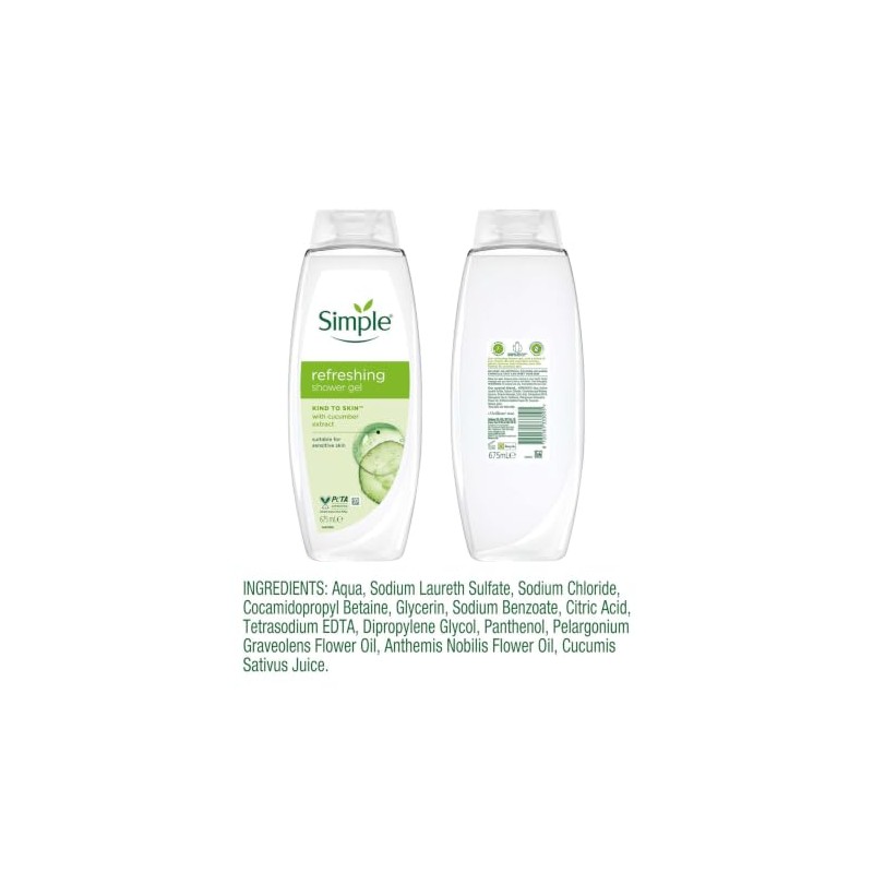 Simple Kind to Skin Refreshing Shower Gel 675ml 5 Pack