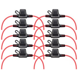 VANTRONIK Waterproof Mini Inline Fuse Holder with 16 Gauge AWG Wire 12 Inches Long, Fit for ATM Blade Small Fuse in Vehicle/Boat/RV/Tractor, 10 Pack