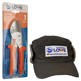 Original LÖWE 1 Professional Anvil Secateurs 1.104 with Stainless Steel Blade and Non-Stick Coating & Warm Lined Winter Hat, Ideal for Winter Gardening